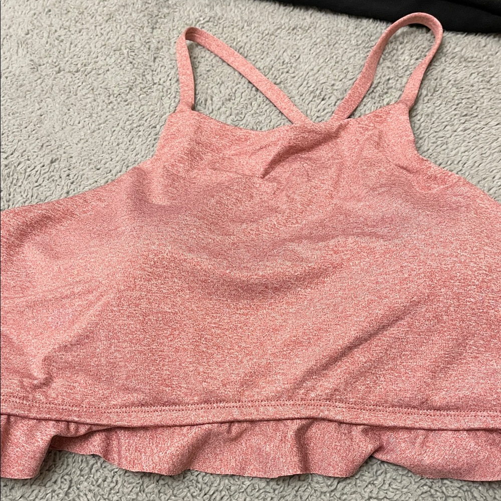 Stylish Pink Ruffle Hem Tank Top